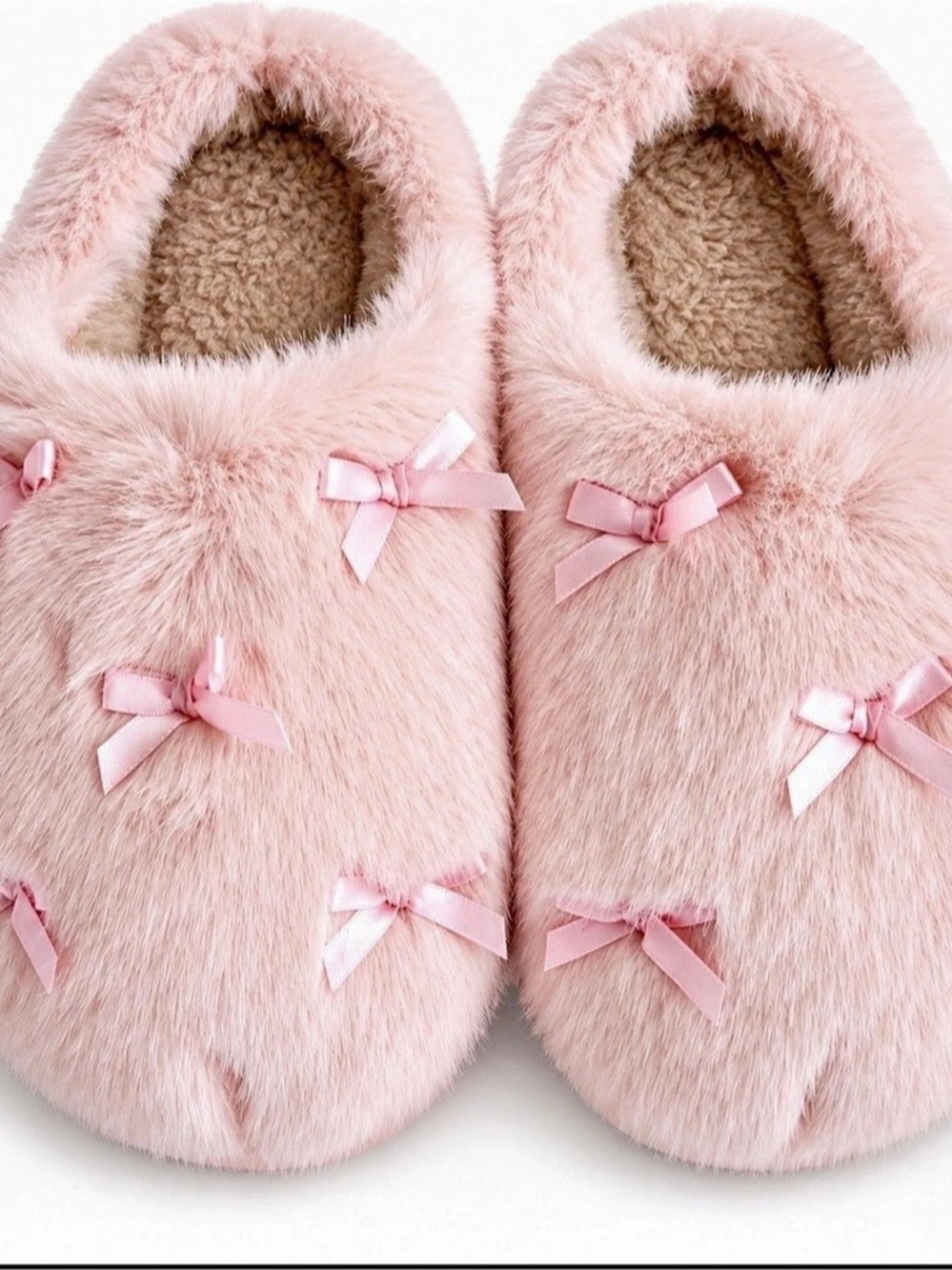 Cottonwood Thread Women’s Pink Faux Fur Bow Slippers NWT-7/8